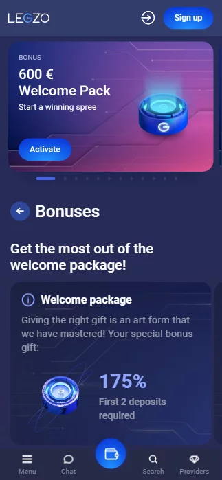 Legzo menu bonus