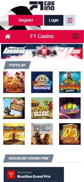 F1 Casino main page